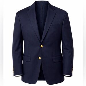 Ralph Lauren Blazer MEN 40 L 100% WOOL Navy Sport Coat Gold-tone Buttons CLASSIC